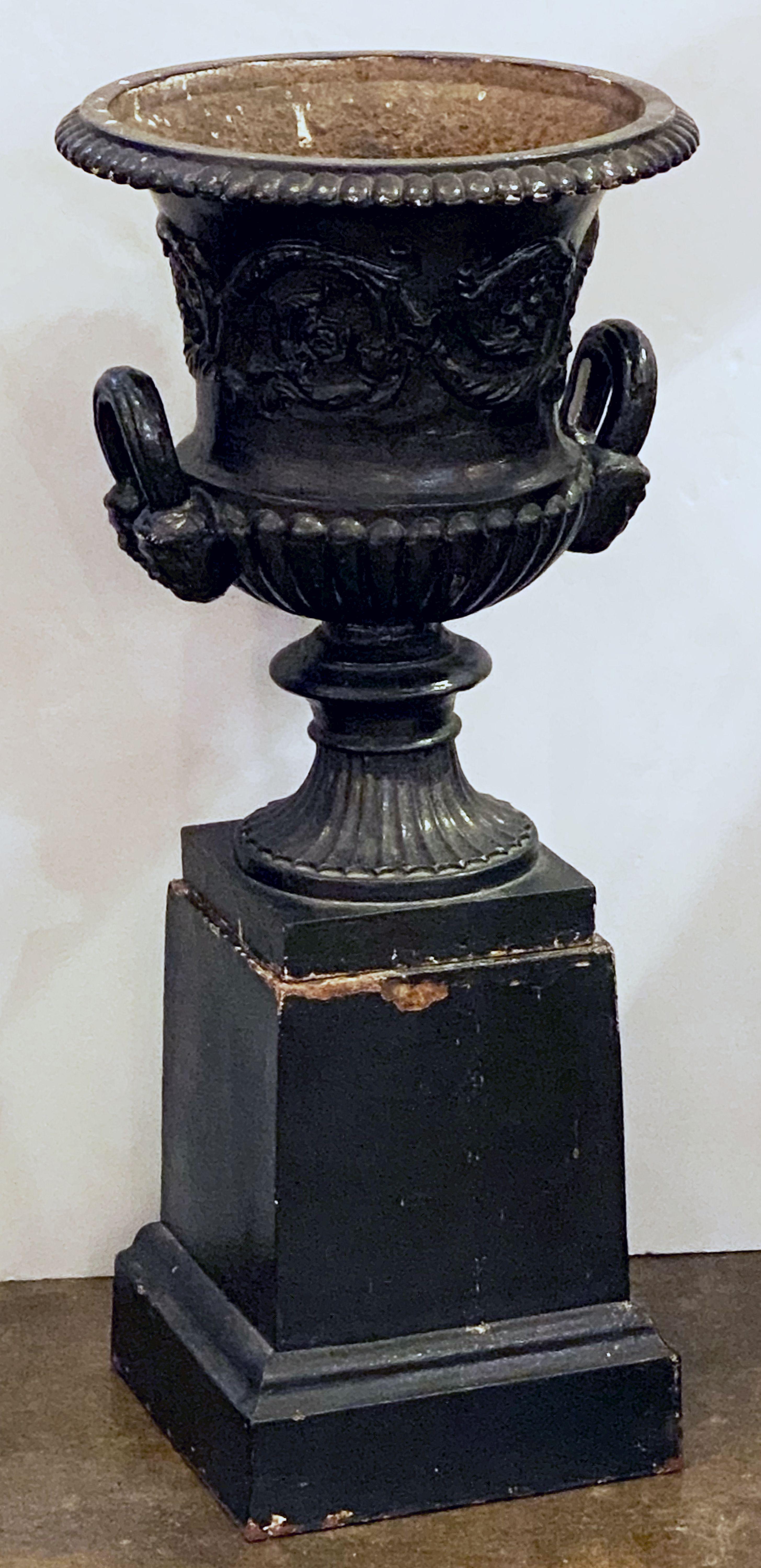 English Cast Iron Urns on Plinths from the Regency Era, Individually Priced 9