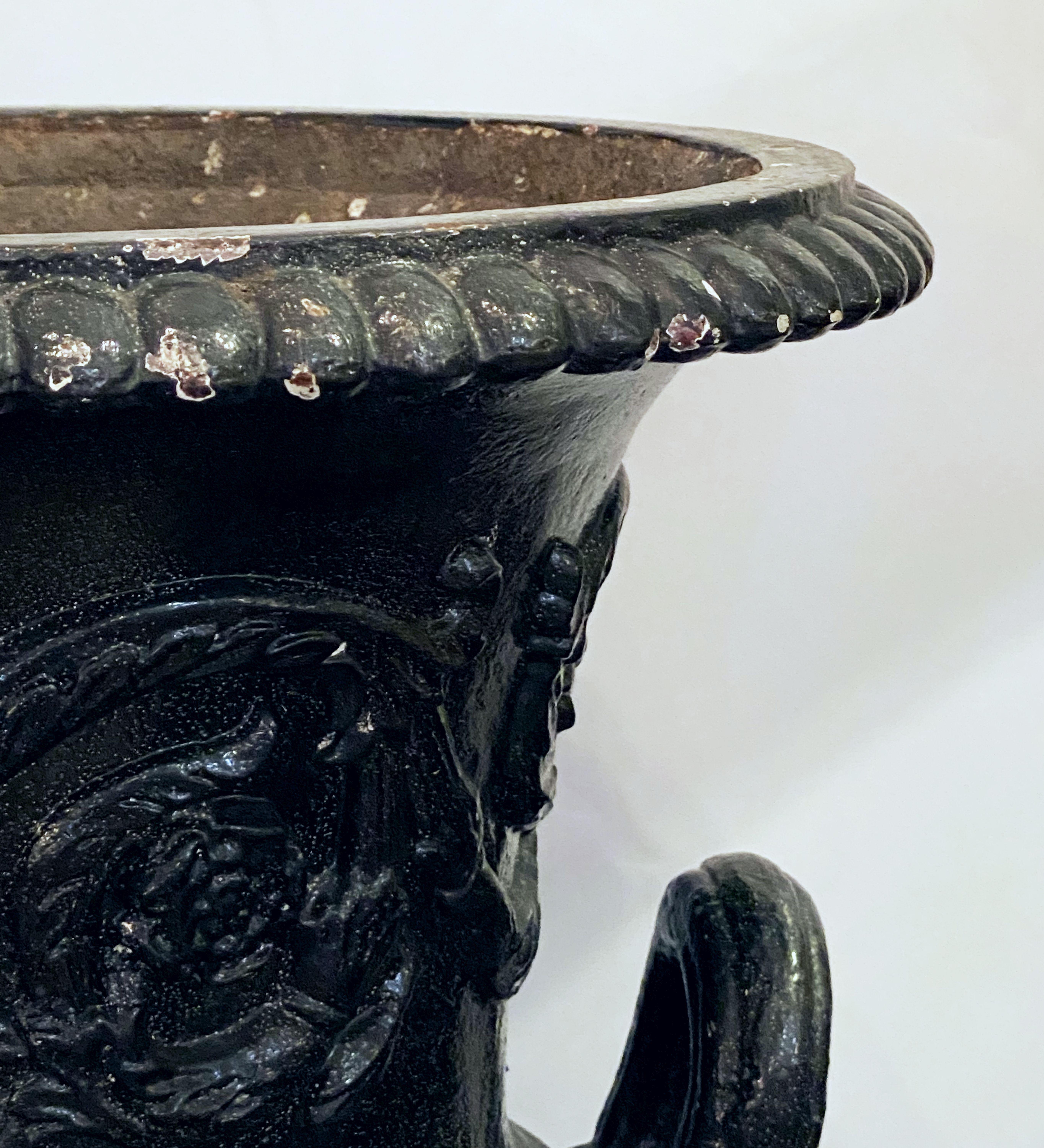 English Cast Iron Urns on Plinths from the Regency Era, Individually Priced 2