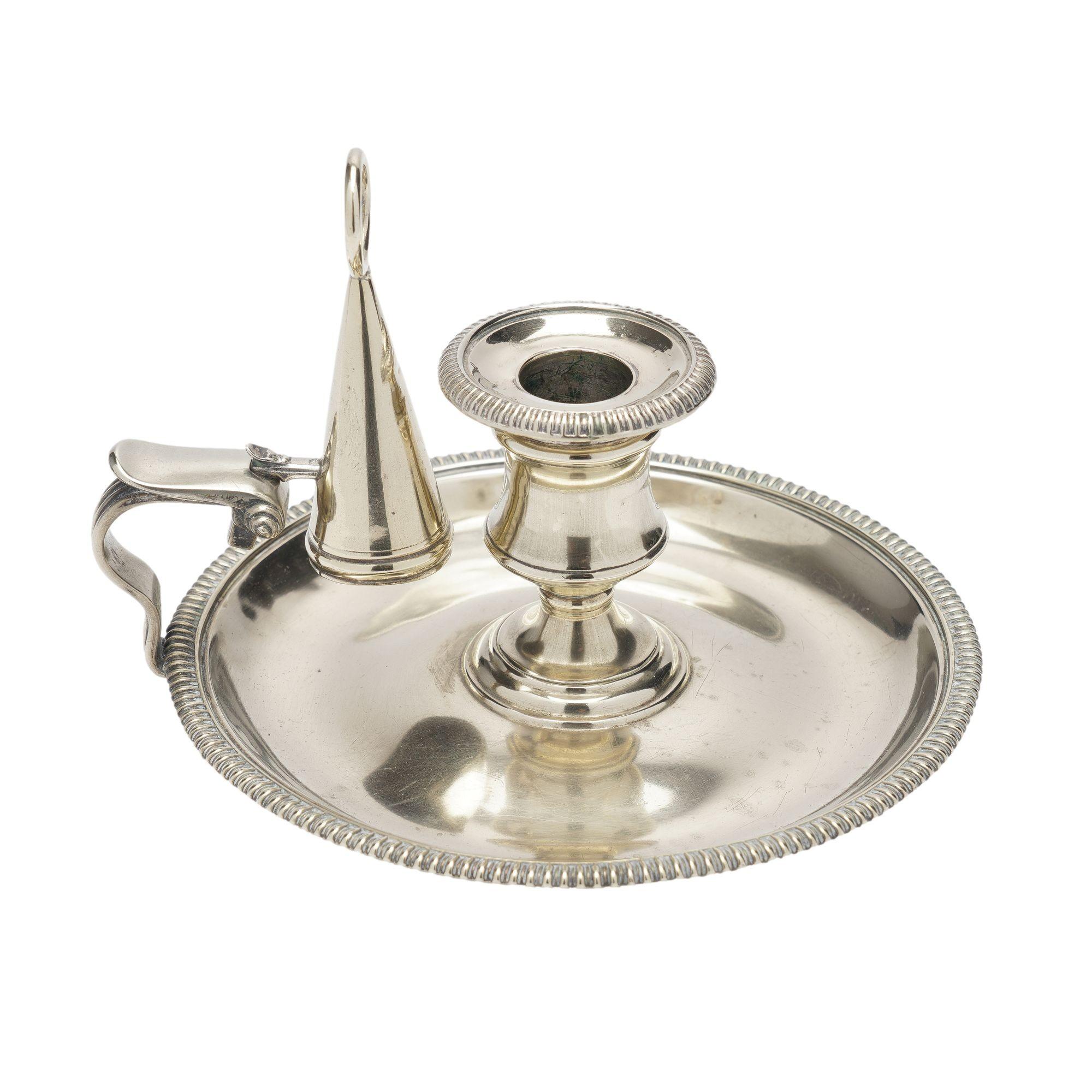 British English cast paktong chamber candlestick by Thomas Watson, c. 1810 For Sale