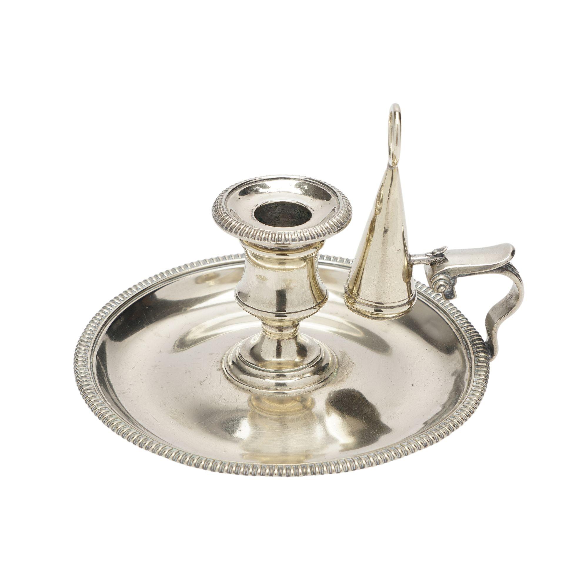 English cast paktong chamber candlestick by Thomas Watson, c. 1810 In Good Condition For Sale In Kenilworth, IL