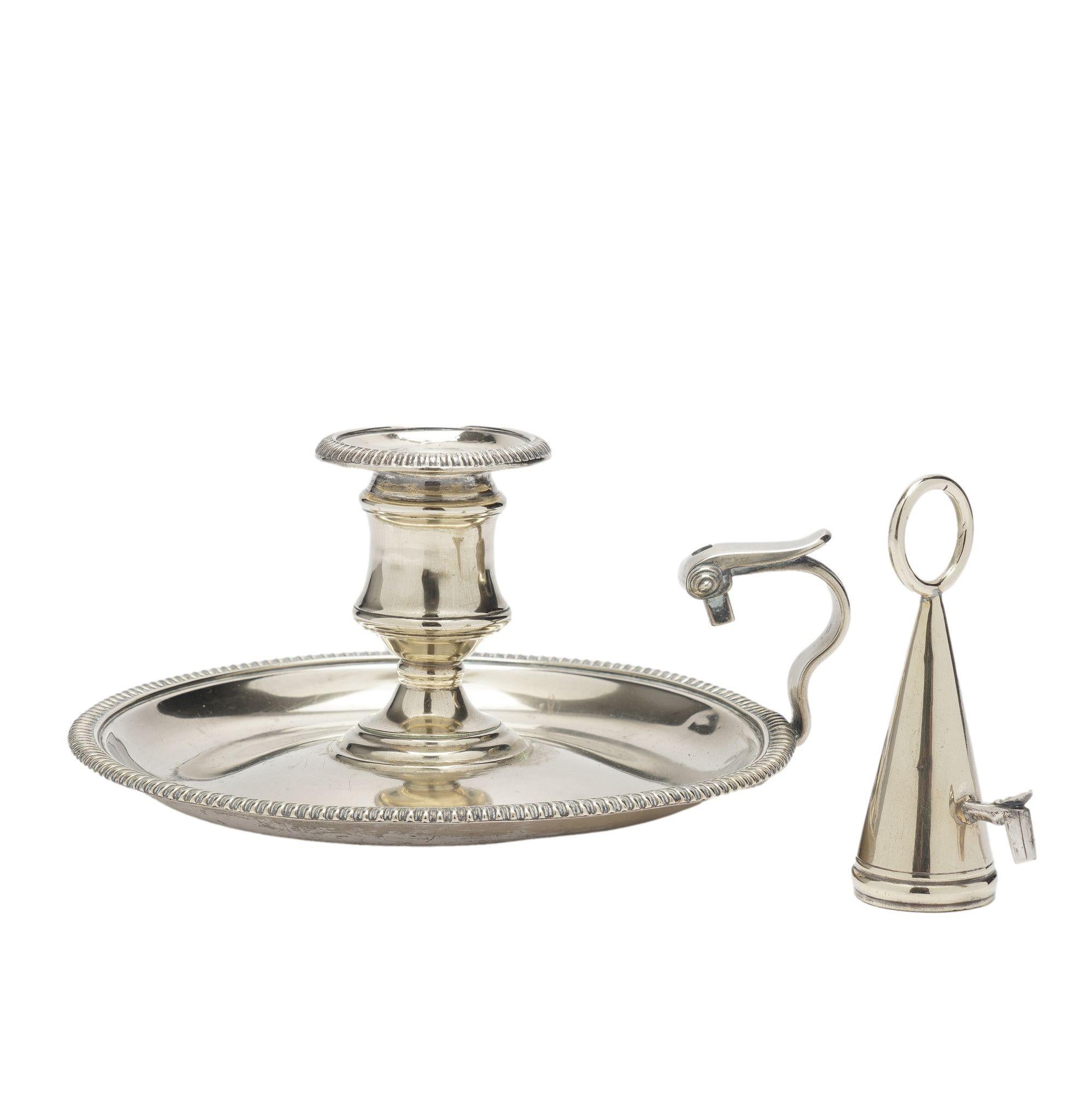 19th Century English cast paktong chamber candlestick by Thomas Watson, c. 1810 For Sale