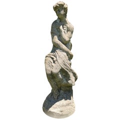 English Cast Stone Figure of a Coy Woman