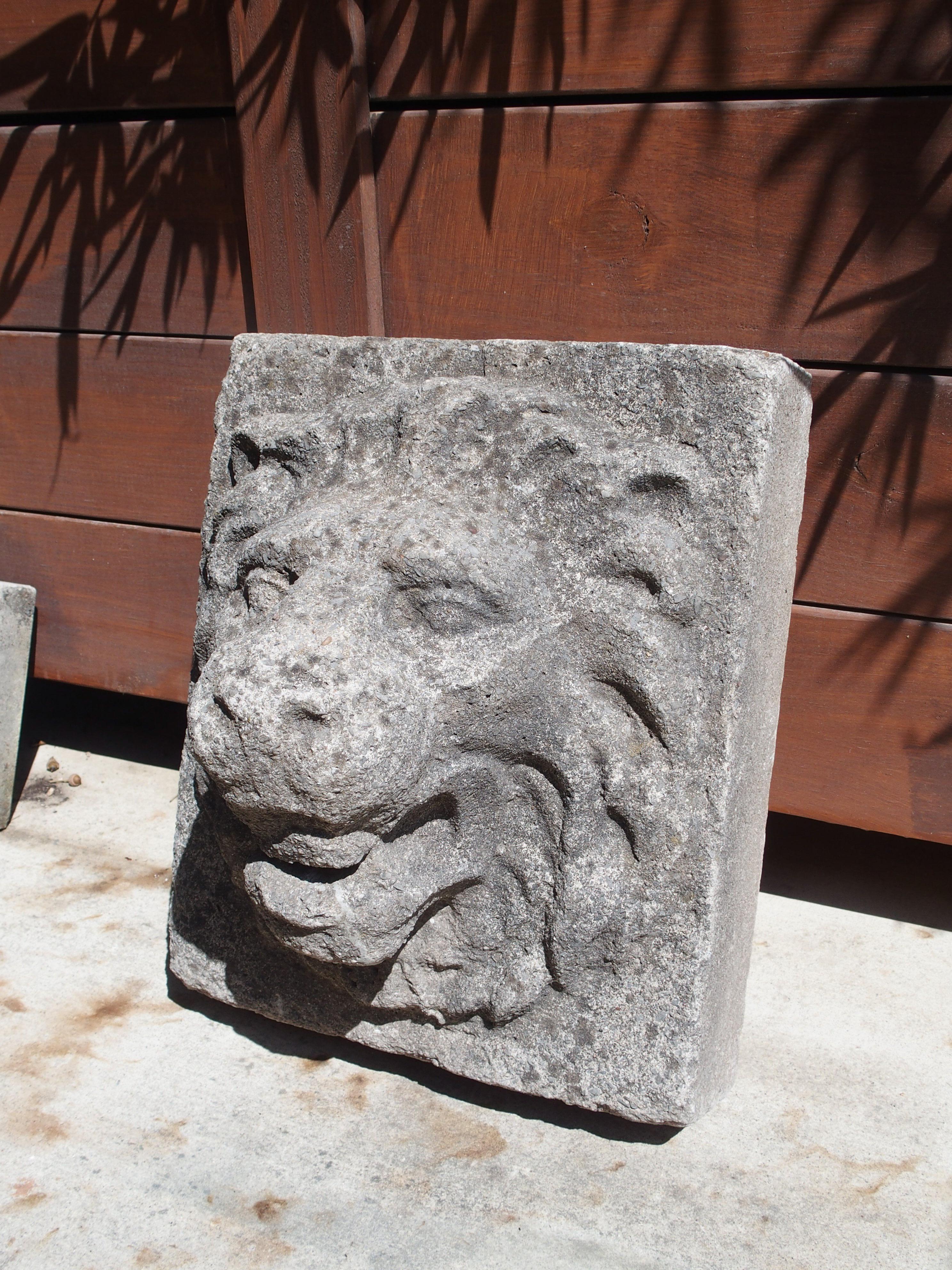 Metal English Cast Stone Lion Mascaron Fountain Spout, Circa 1960s