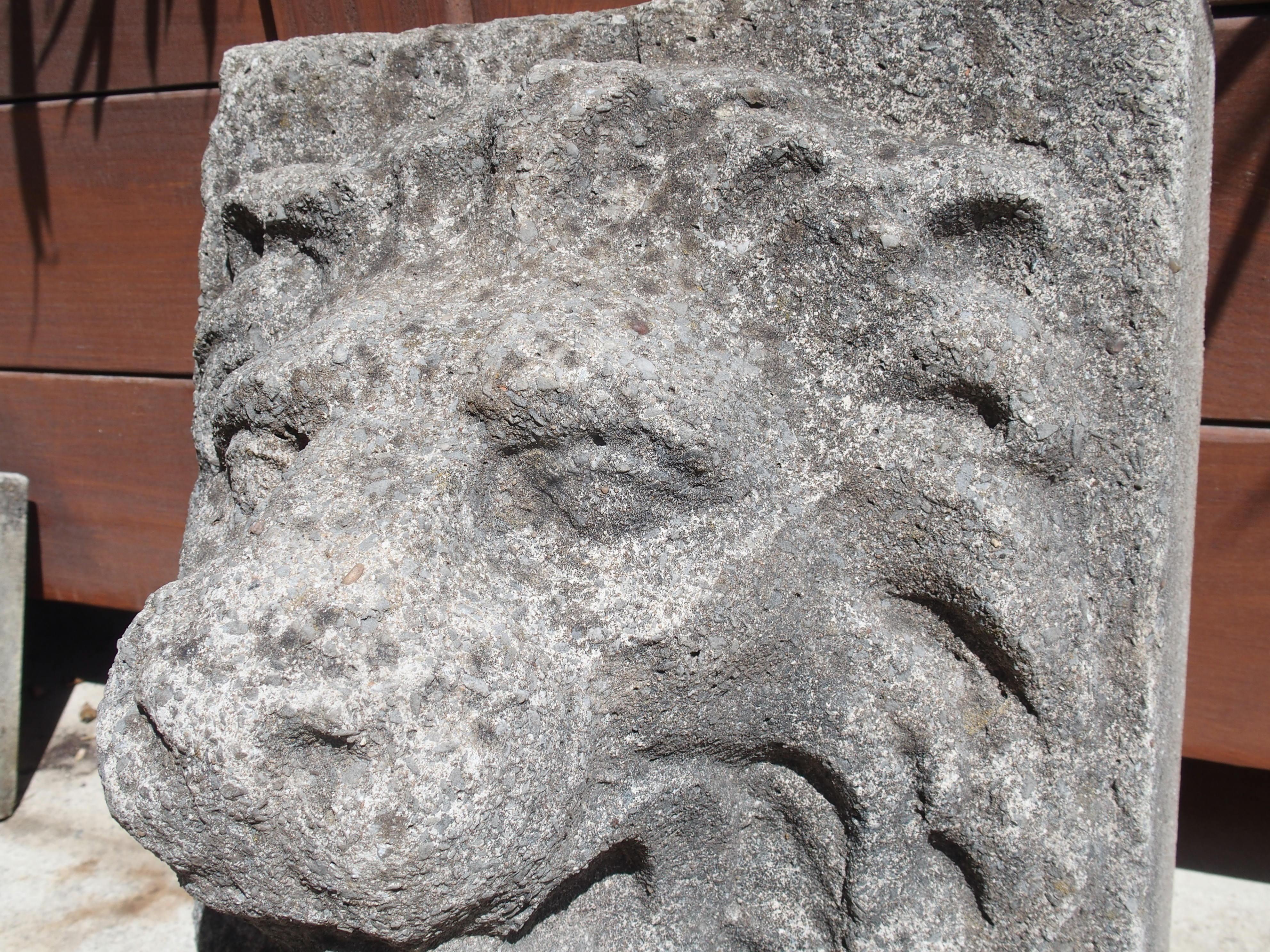 English Cast Stone Lion Mascaron Fountain Spout, Circa 1960s 3