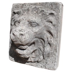 English Cast Stone Lion Mascaron Fountain Spout, Circa 1960s