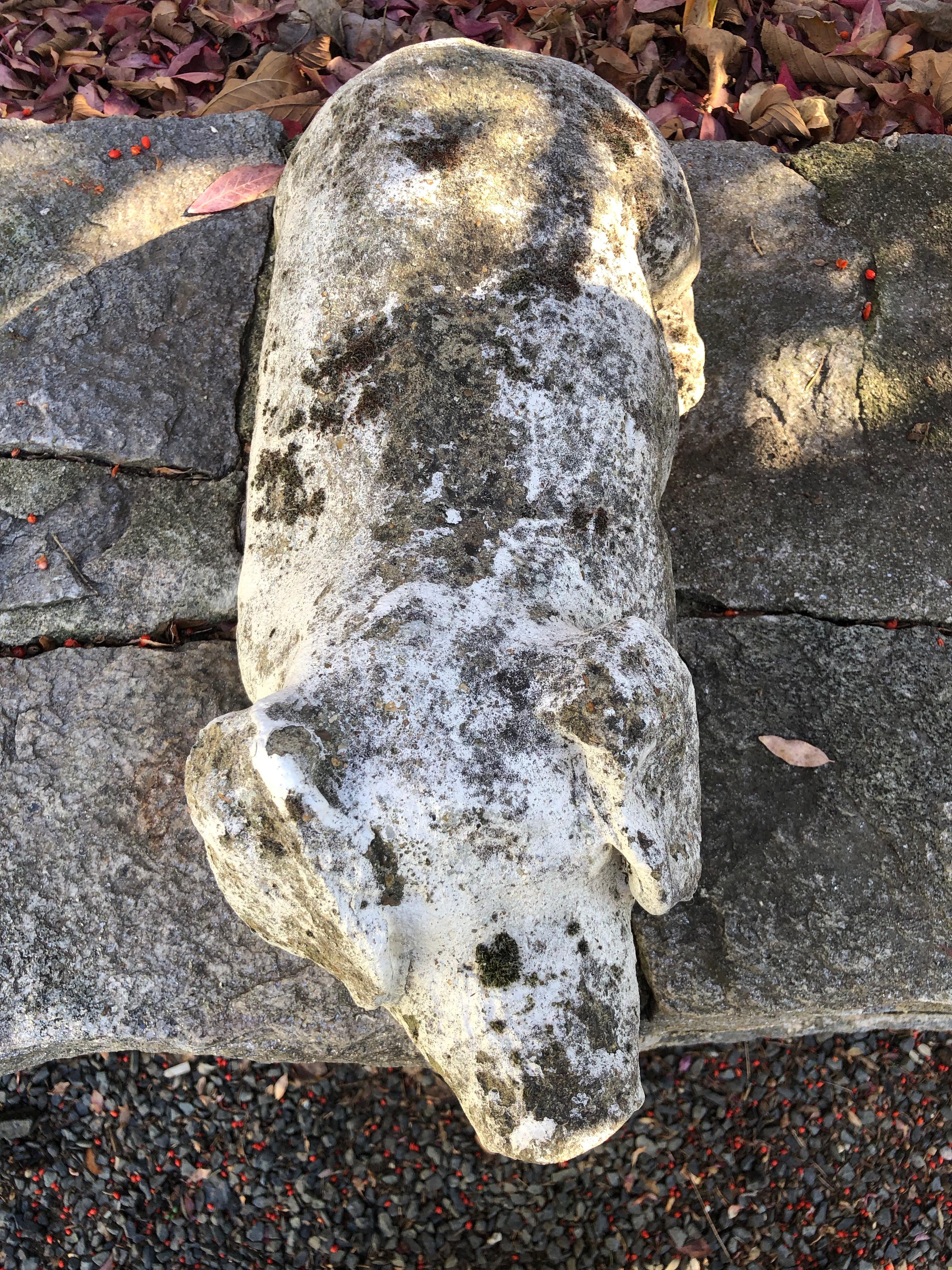 English Cast Stone Pig with Traces of Old White Paint 1