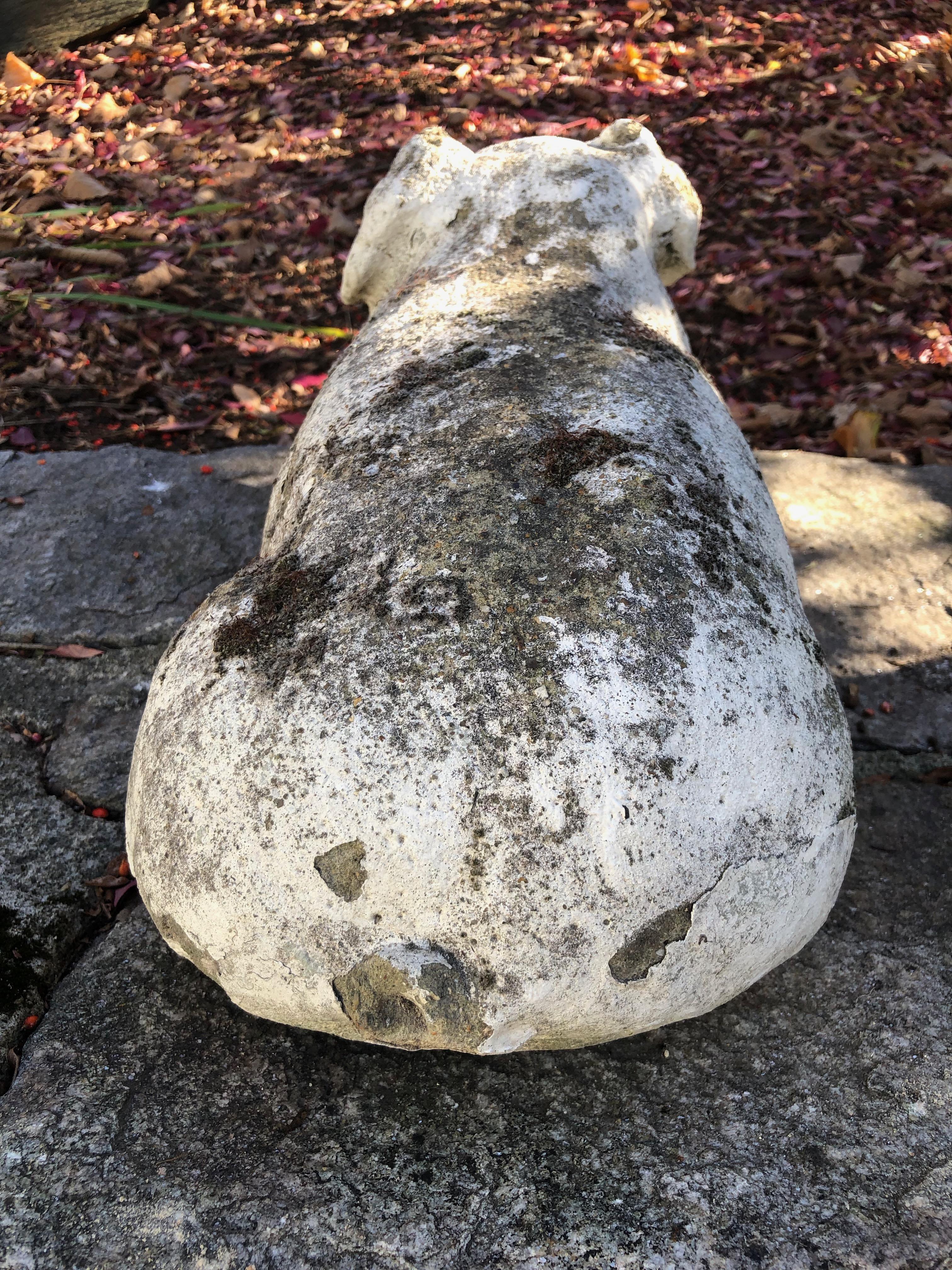 English Cast Stone Pig with Traces of Old White Paint 3