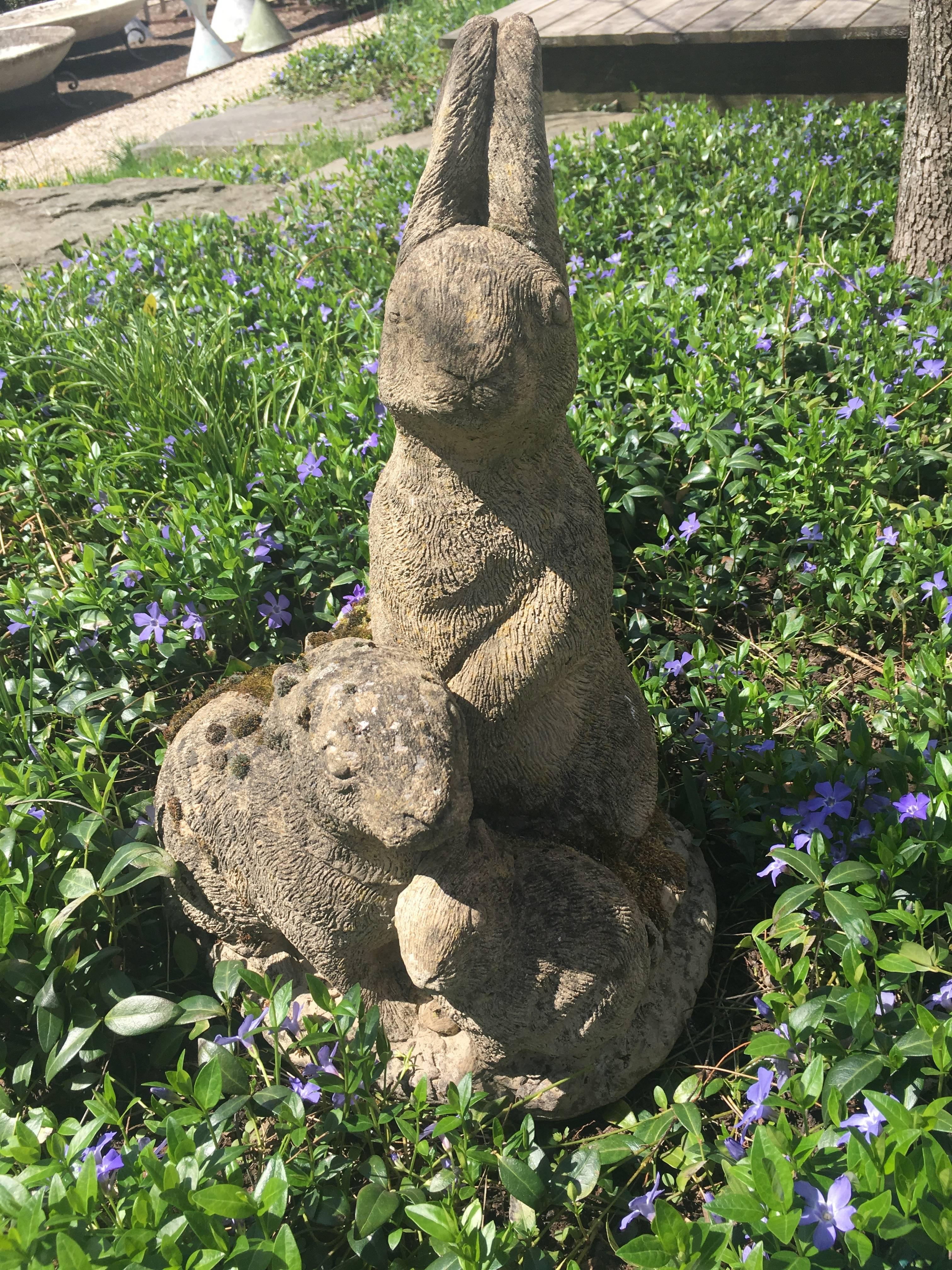 English Cast Stone Rabbit Family 6