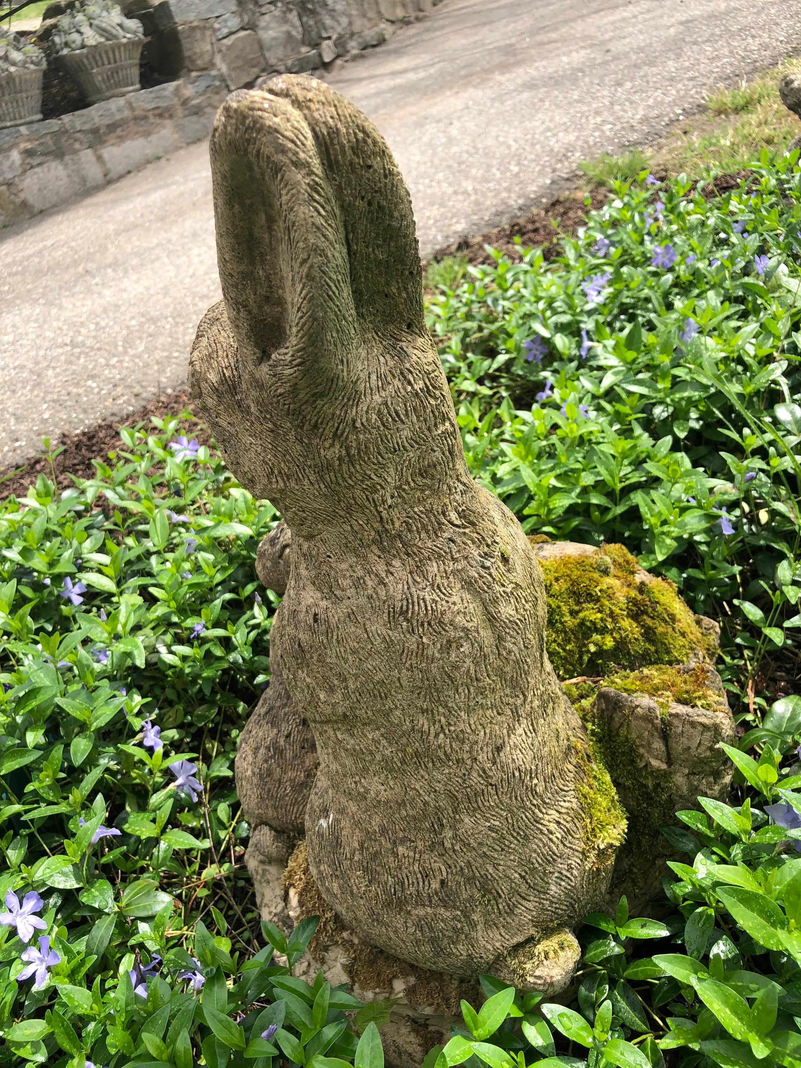 English Cast Stone Rabbit Family In Good Condition In Woodbury, CT