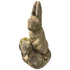 English Cast Stone Rabbit Family