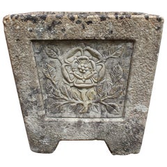 English Cast Stone Rosette Planter