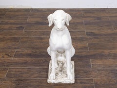 English Cast Stone Seated Dog Sculpture, Mid-20th Century