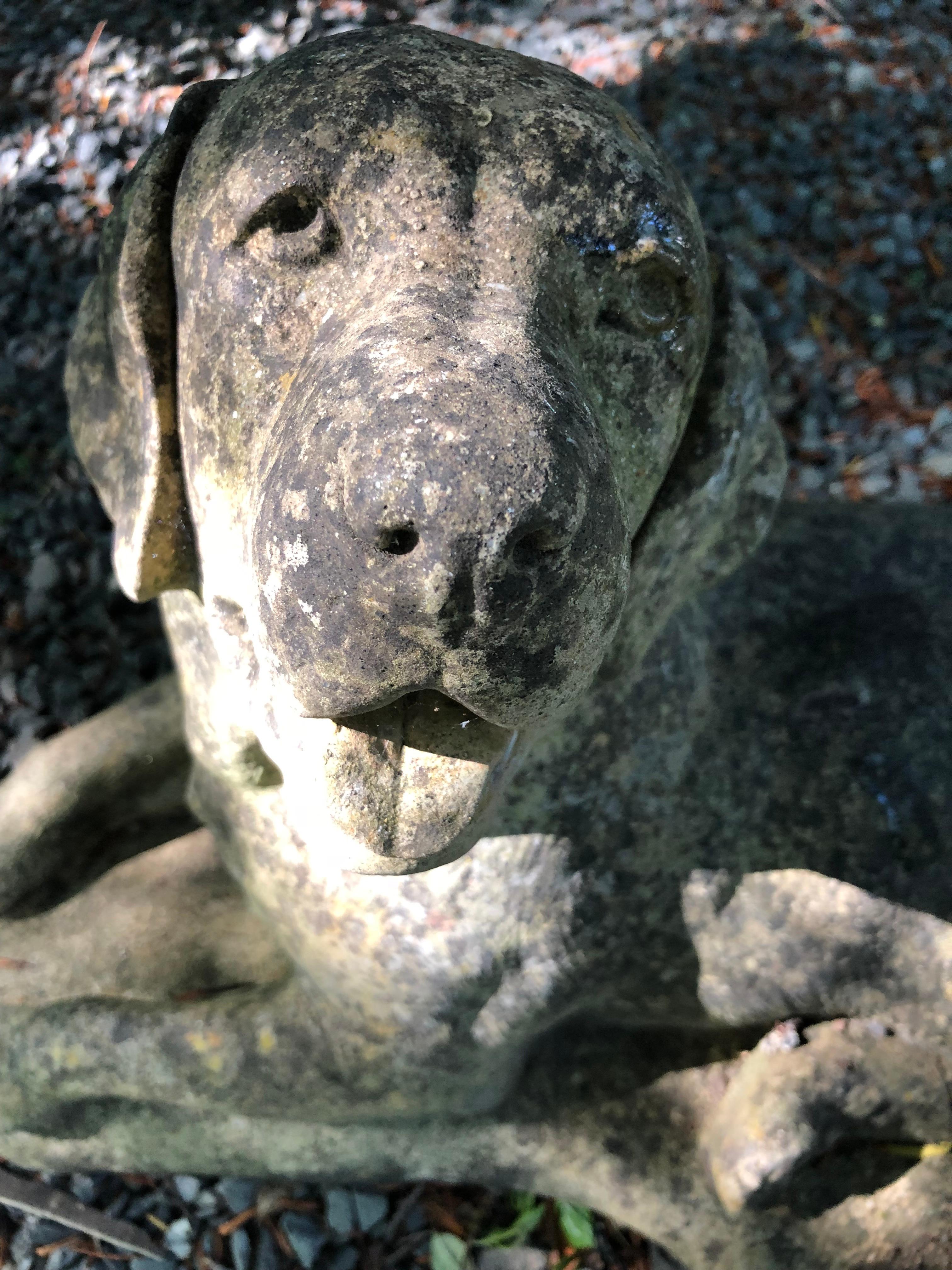 English Cast Stone Statue of a Recumbent Labrador Puppy 2