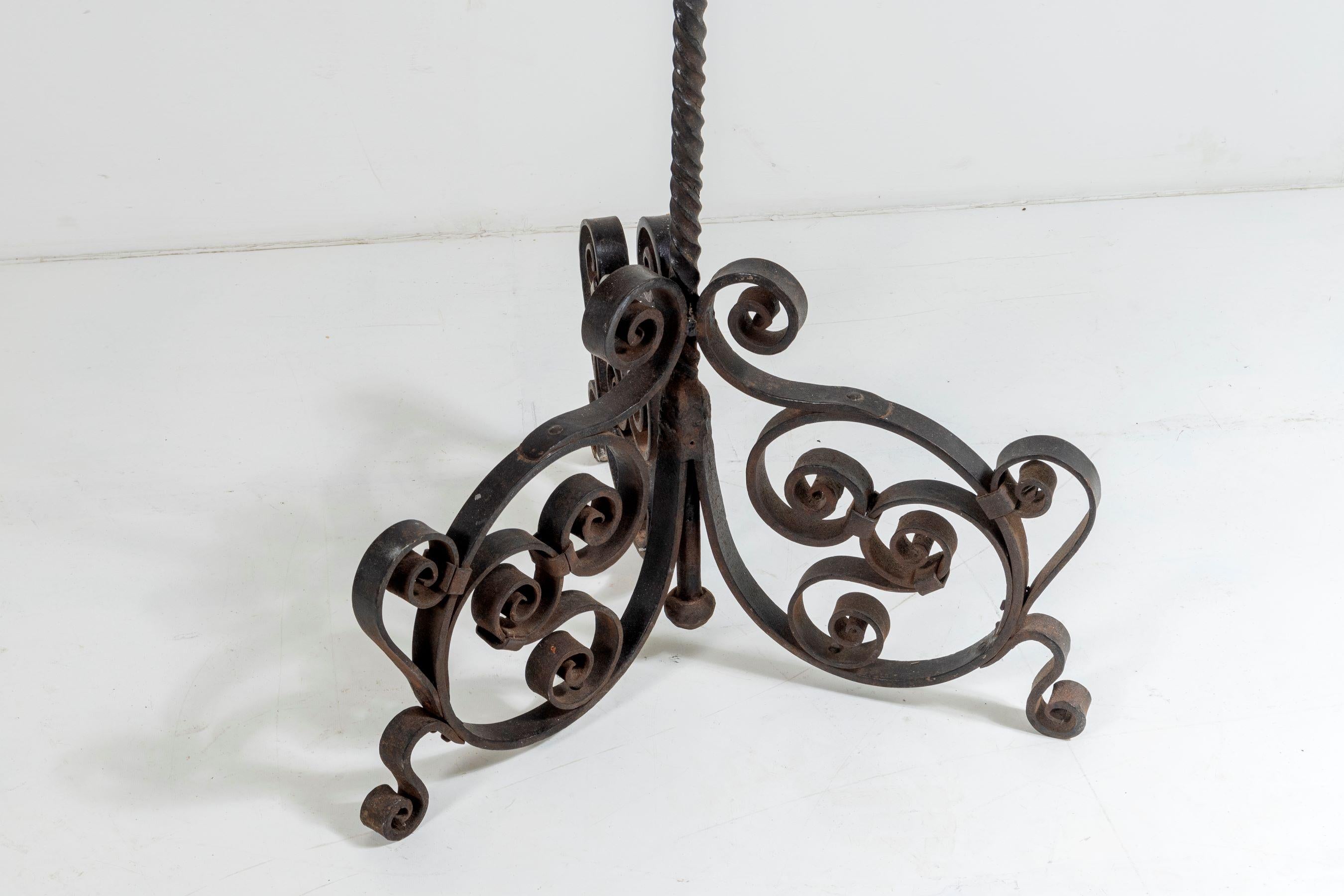 English Castle Candelabra Large Scale Heavy Wrought Iron Pricket Candle Tree For Sale 1