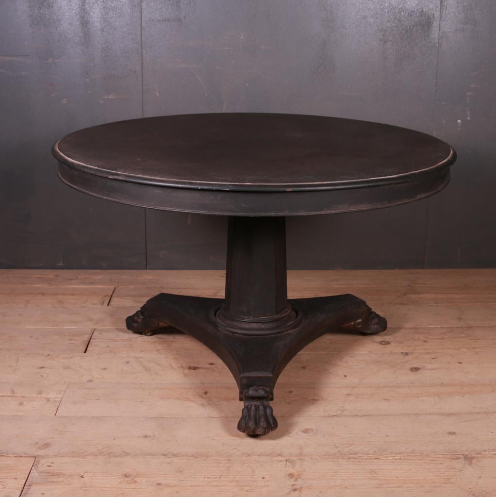 Good large early 19th century centre table/ breakfast table, 1840.

Dimensions:
28.5 inches (72 cms) high
47 inches (119 cms) diameter.