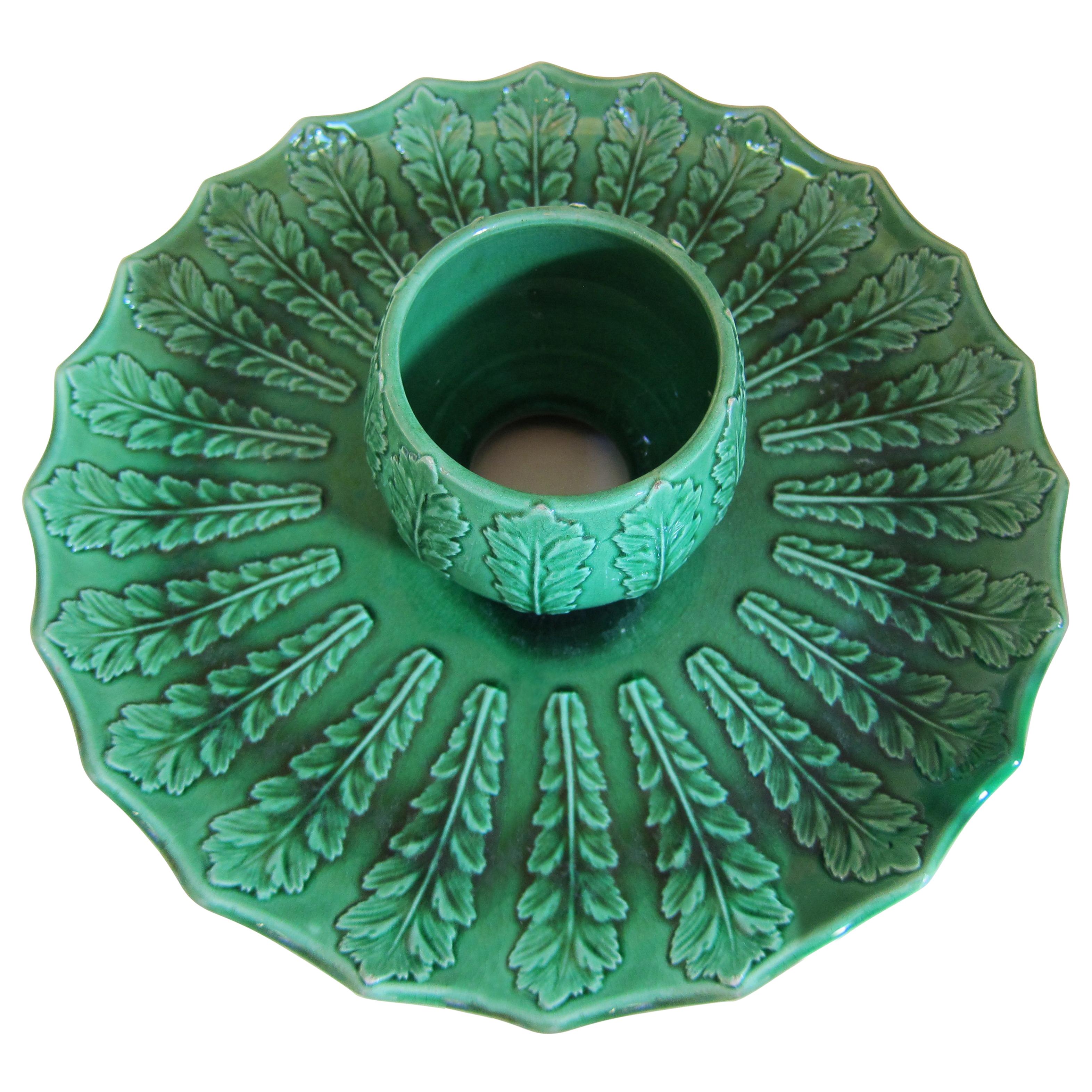 English Ceramic Green Glaze Pineapple Fruit Stand Bowl Plate For Sale