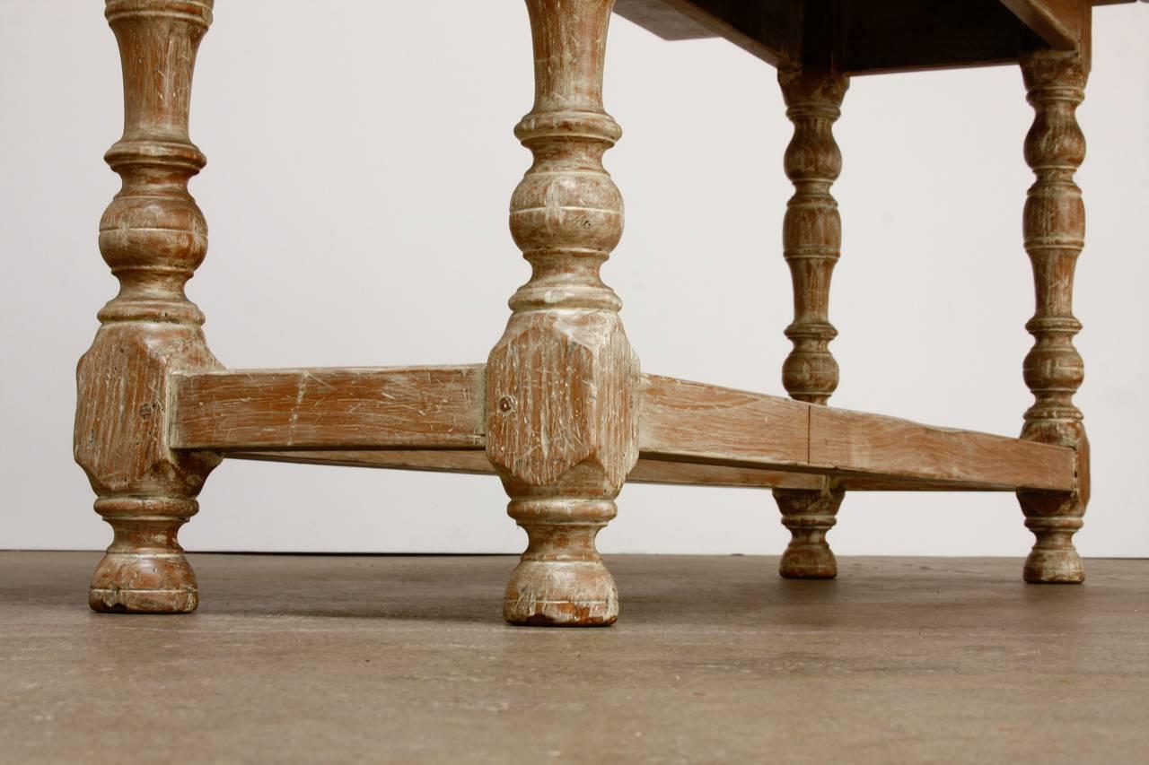 Iron English Cerused Oak Drop-Leaf Console or Refectory Table