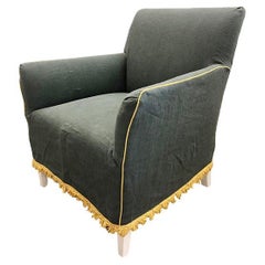 Englischer Stuhl mit blaugrüner Slip-Cover