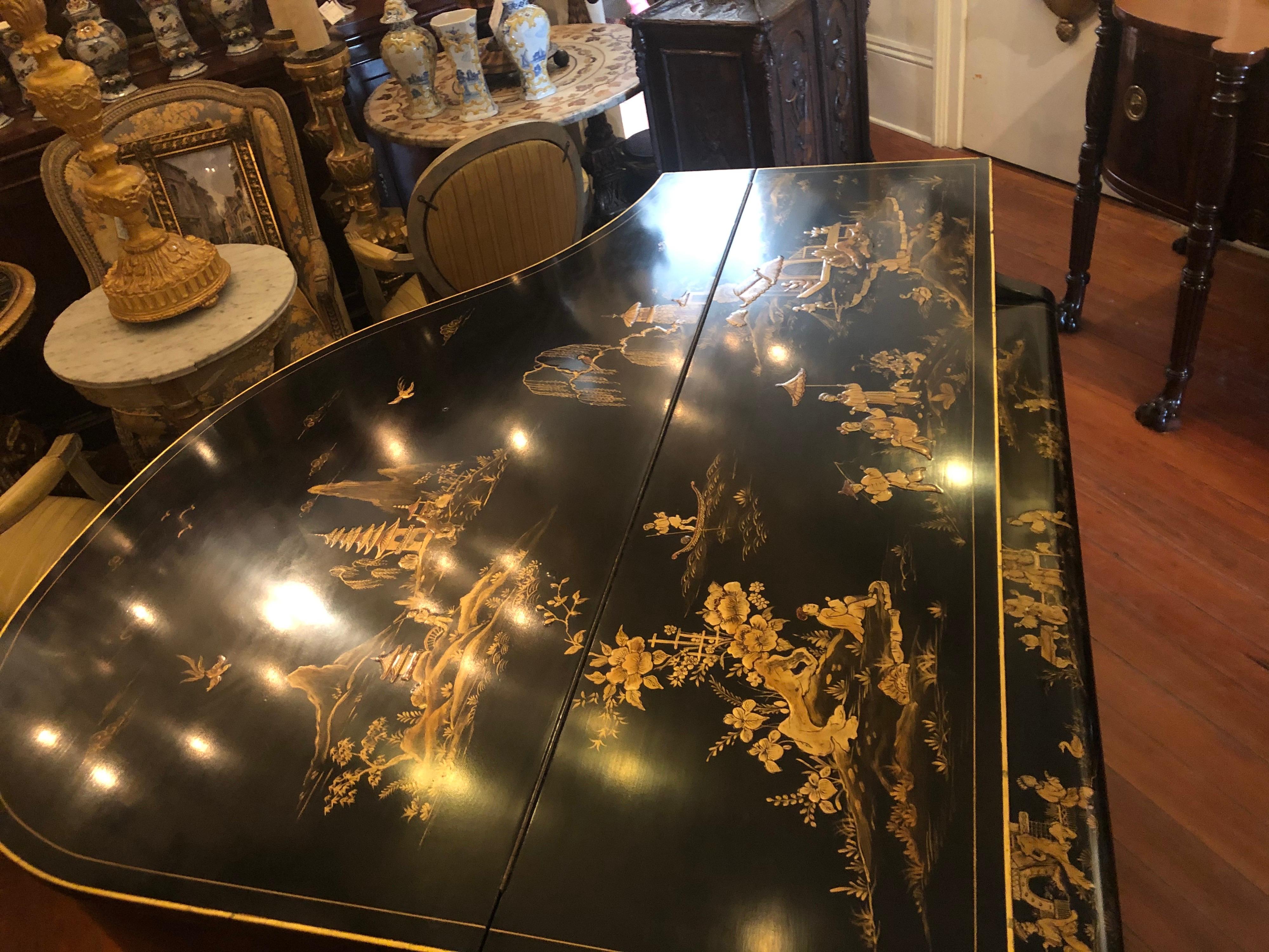 Englisch Challen Chinoiserie dekoriert Baby-Flügel (Gemalt)