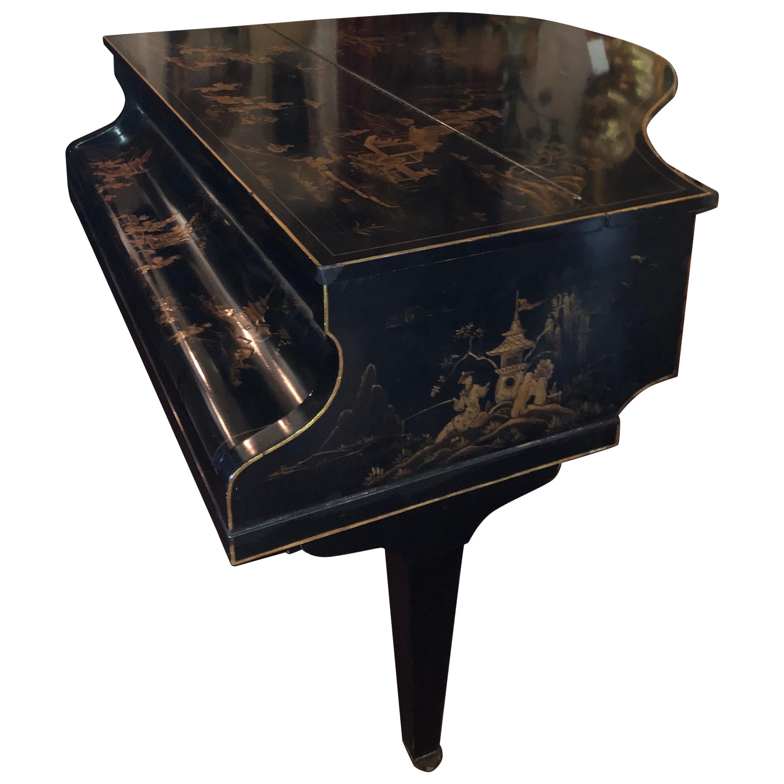 English Challen Chinoiserie Decorated Baby Grand Piano