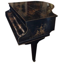 Antique English Challen Chinoiserie Decorated Baby Grand Piano