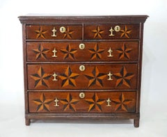 English Charles II Chest of Unusual Design with Star Inlay, circa 1680