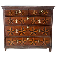 English Charles II Chest of Unusual Design with Star Inlay, circa 1680