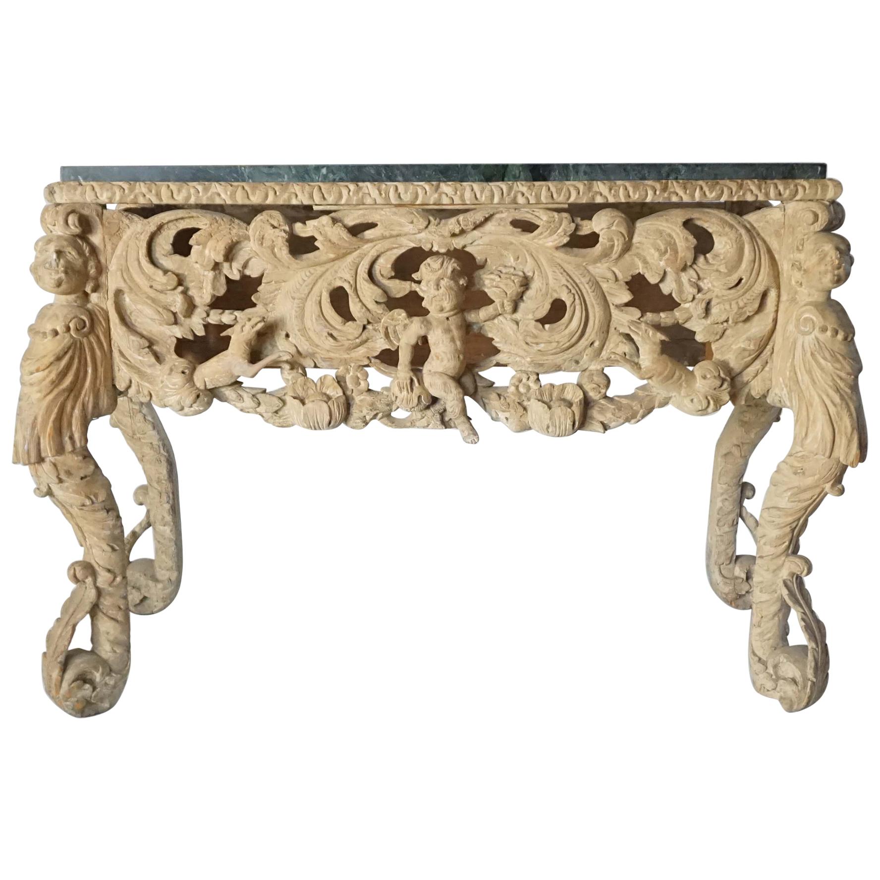 English Charles II Marble Top Console Table or Stand, circa 1660 For Sale