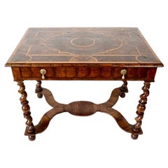 Antique English Charles II Olivewood Oyster Veneer Side Table, circa 1680