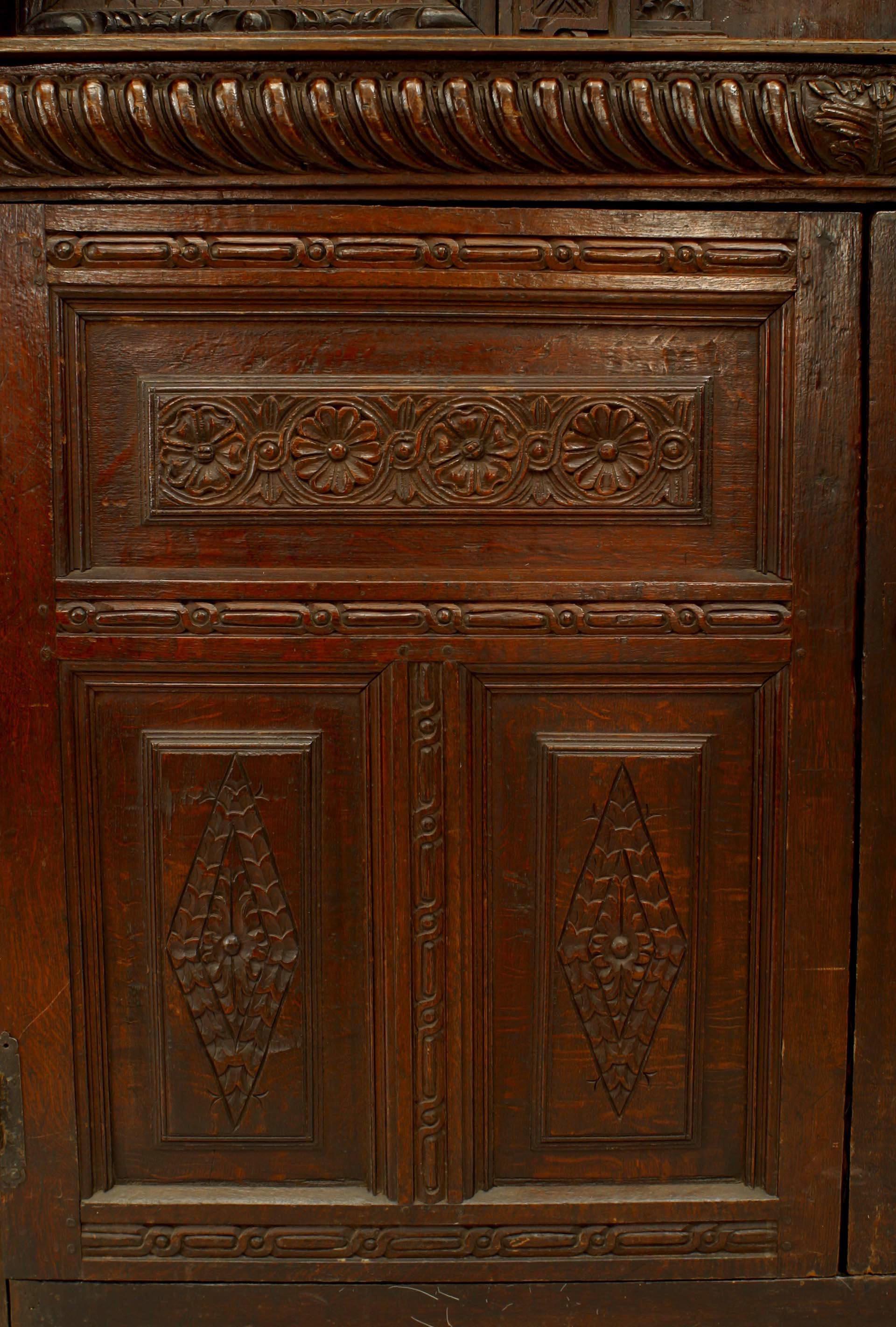 19th Century English Charles II Style Oak Cupboard For Sale