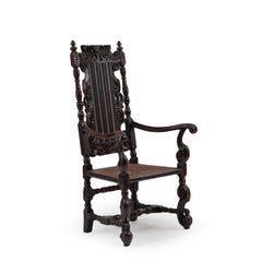 Fauteuil anglais Charles II en noyer