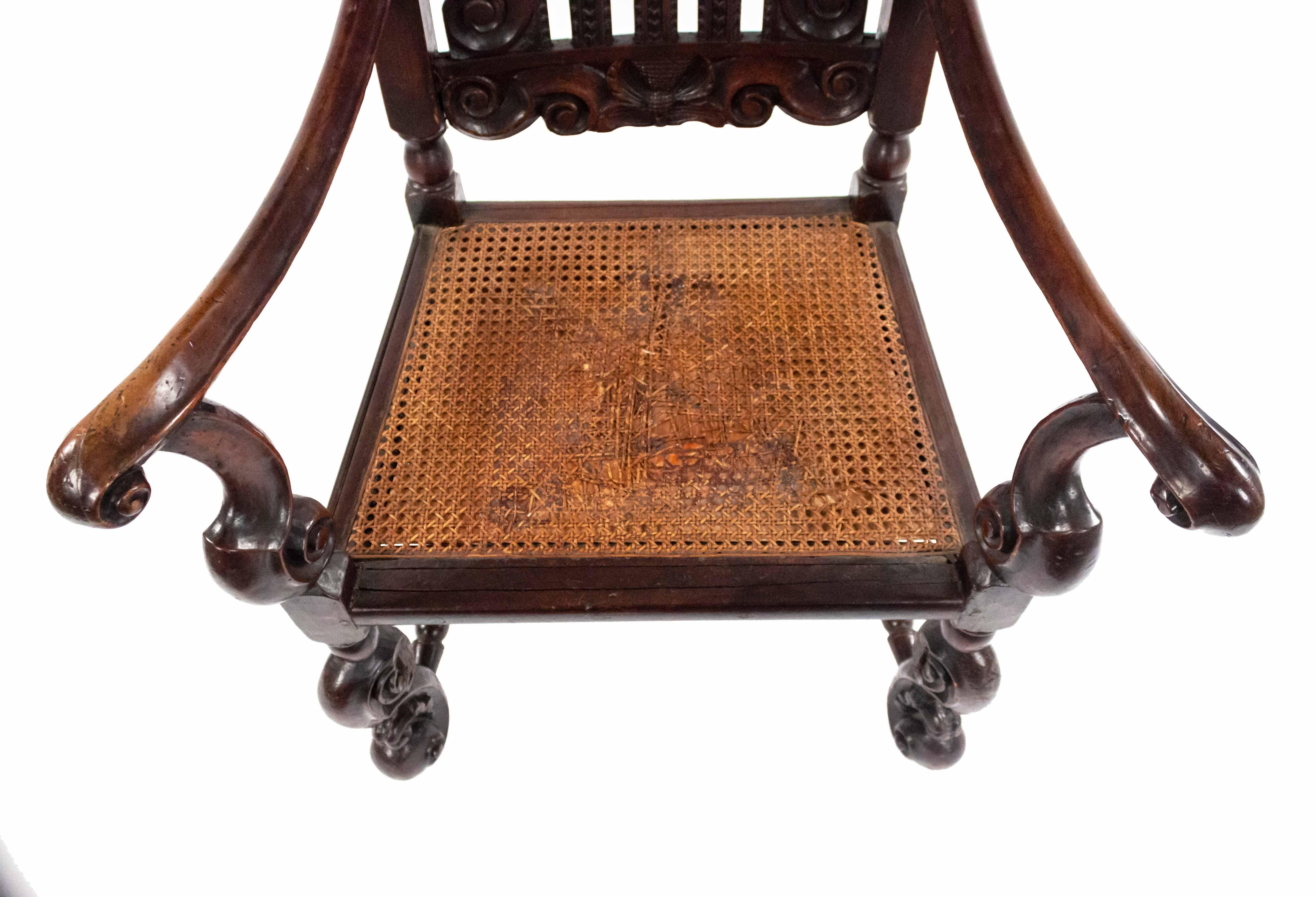 English Charles II Walnut Arm Chair For Sale 1