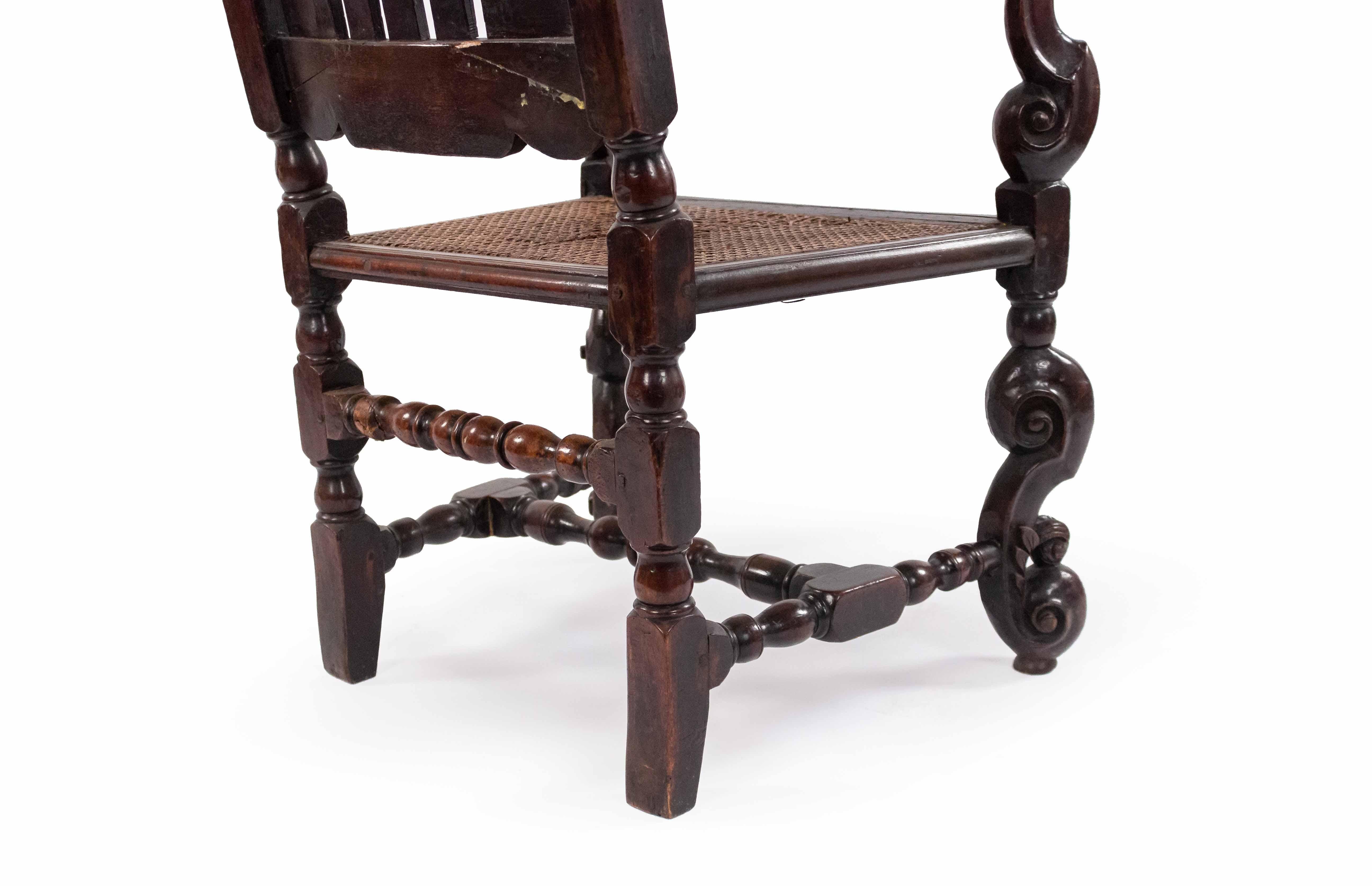 English Charles II Walnut Arm Chair For Sale 2