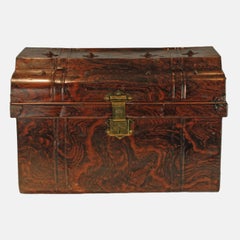 English Chatham & Wilkes Faux Bois Steel Steamer Trunk J & E Bates Brass Latch