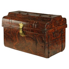 English Chatham & Wilkes Faux Bois Steel Steamer Trunk J & E Bates Brass Latch