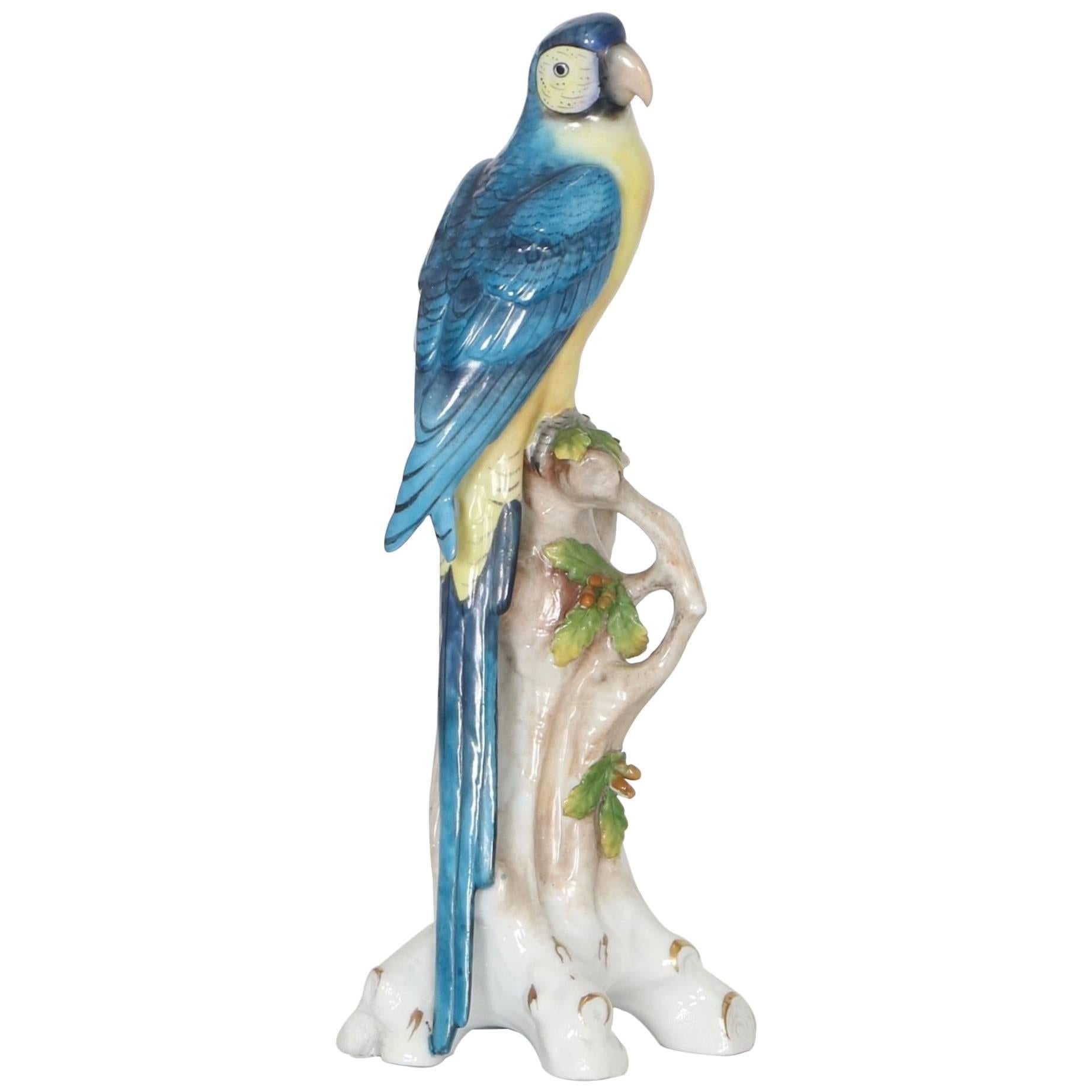 English Chelsea House Parrot in Porcelain