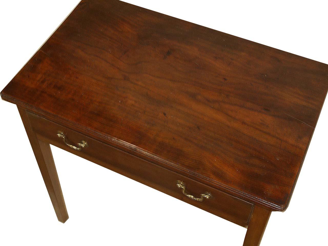 Brass English Cherry One Drawer Table For Sale
