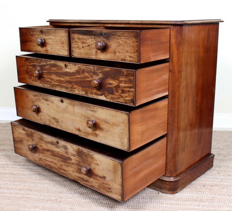 English Chest of Drawers Victorian 19th Century Mahogany Large Chest at