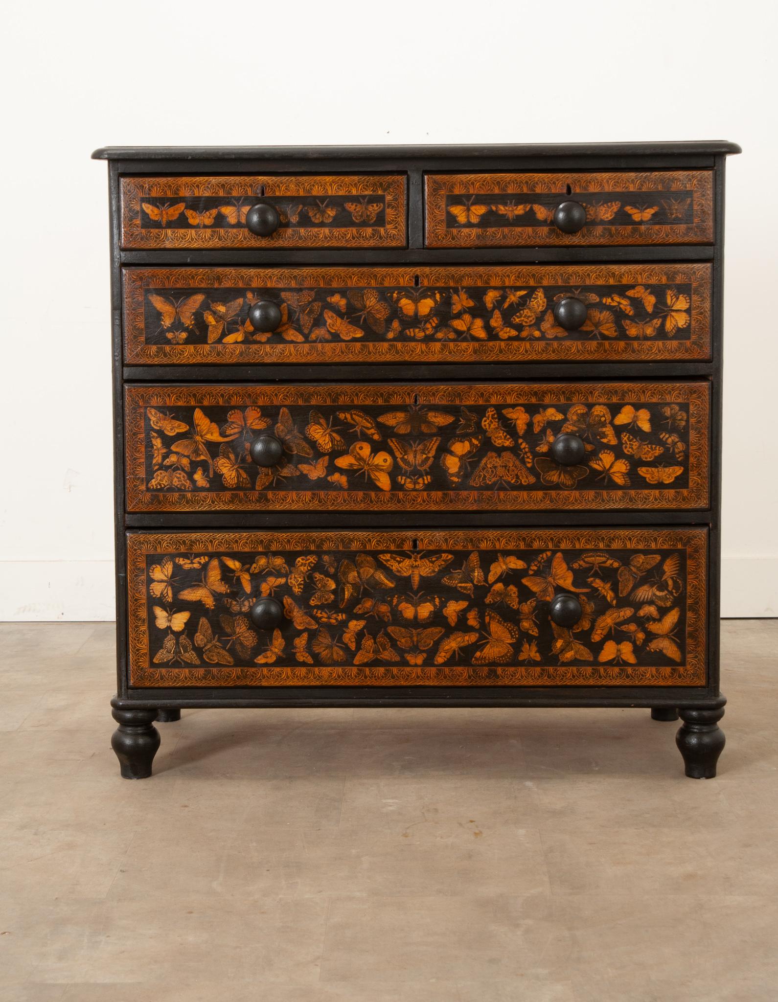 Other English Chest with Butterfly and Moth Decoupage