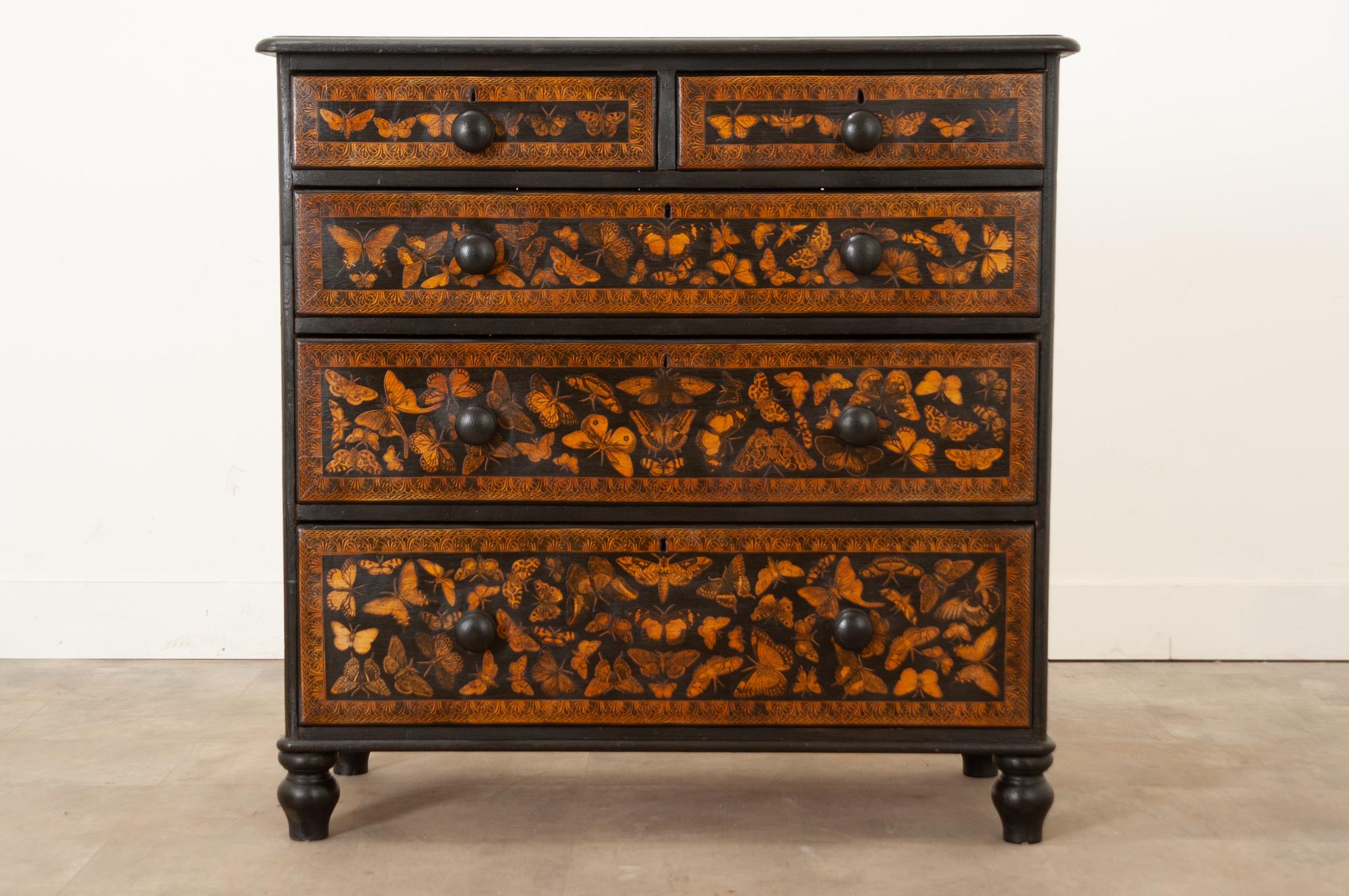 Découpage English Chest with Butterfly and Moth Decoupage