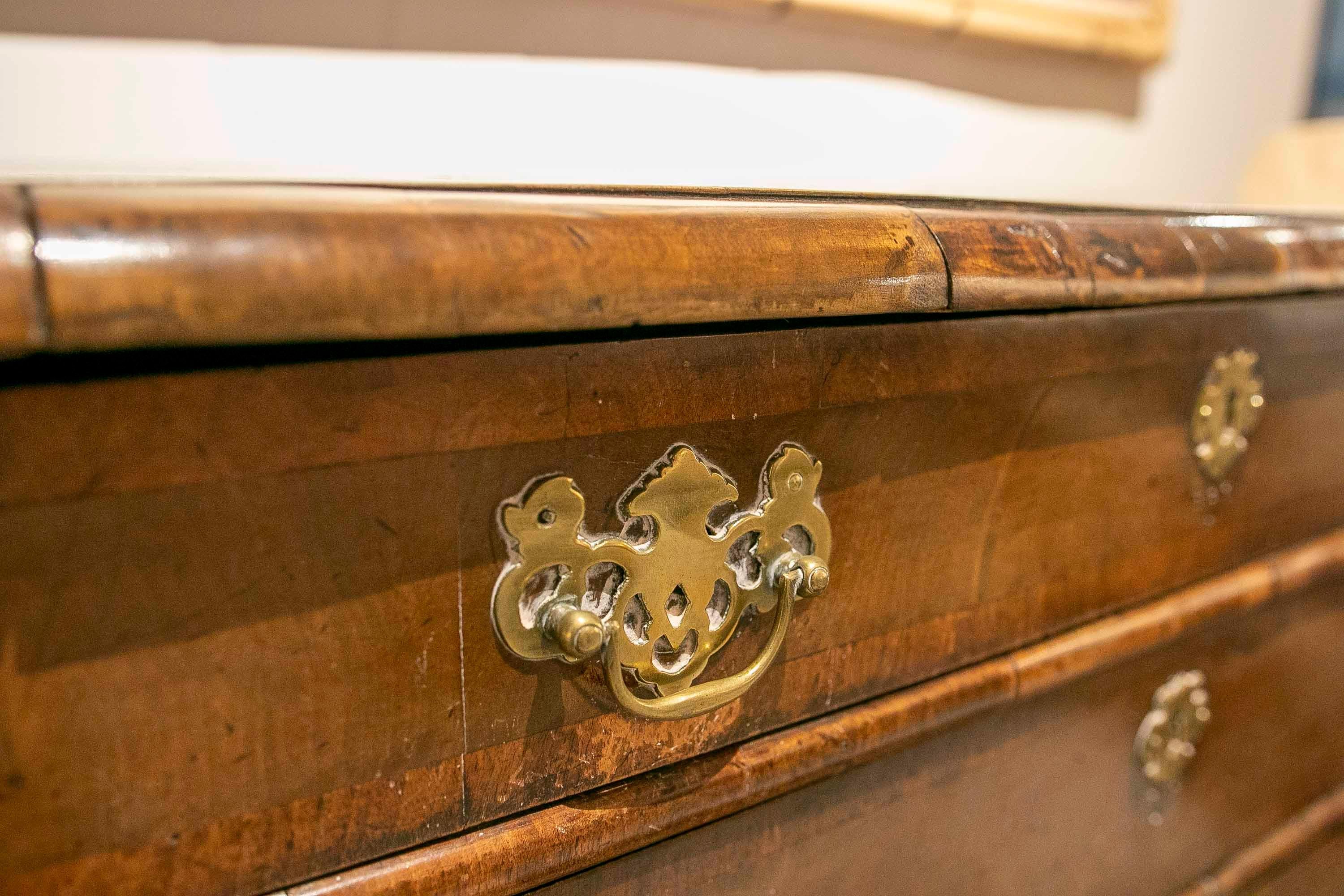 English Chest with Footboard and Drawers on Top and Bronze Fittings For Sale 3