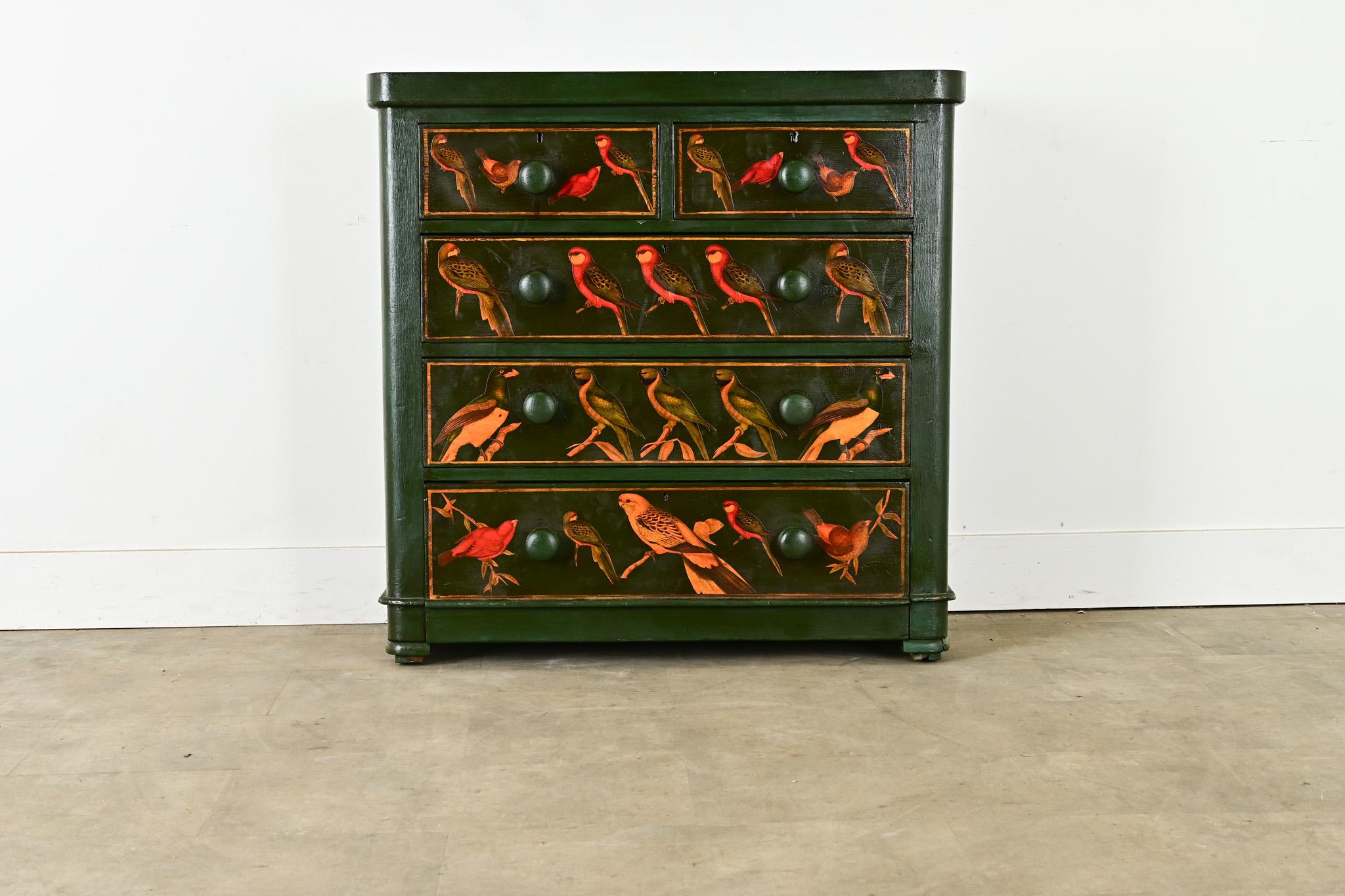 Other English Chest with Parakeet Decoupage