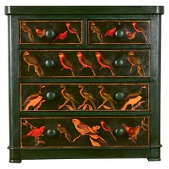 English Chest with Parakeet Decoupage