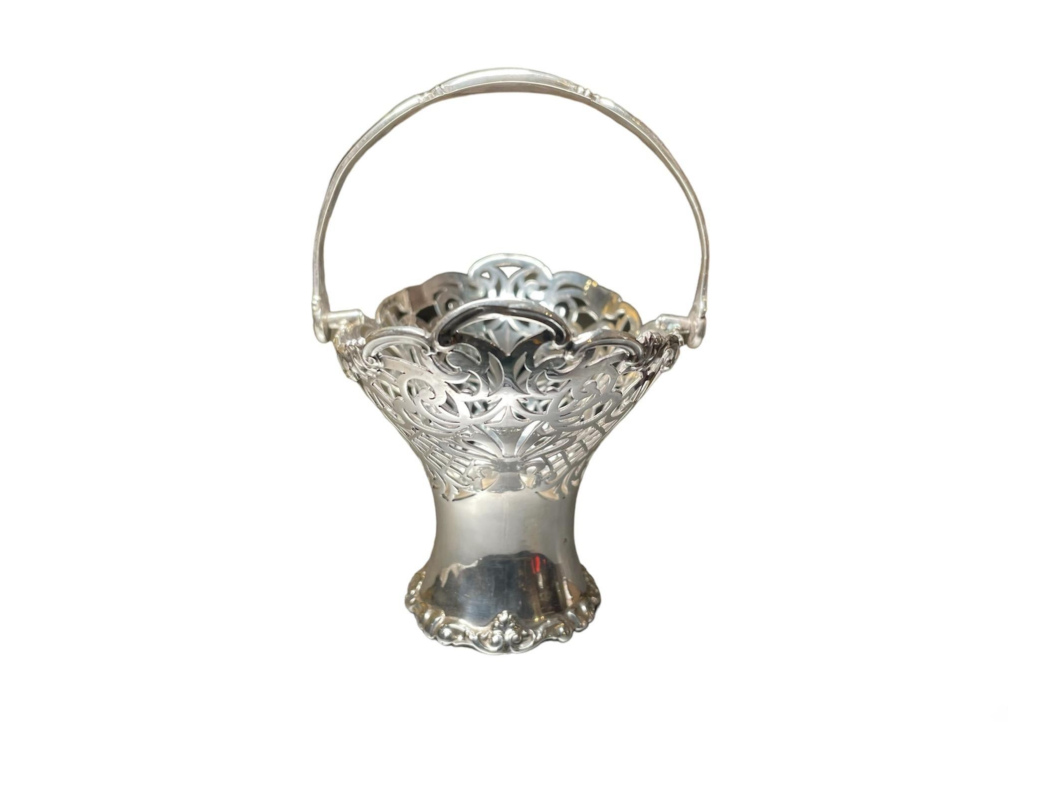 20th Century English Chester Sterling Silver Bon Bon /Nuts Basket For Sale