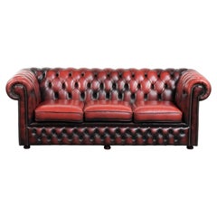 Canapé Chesterfield 2,5/3 places en cuir de vachette rouge