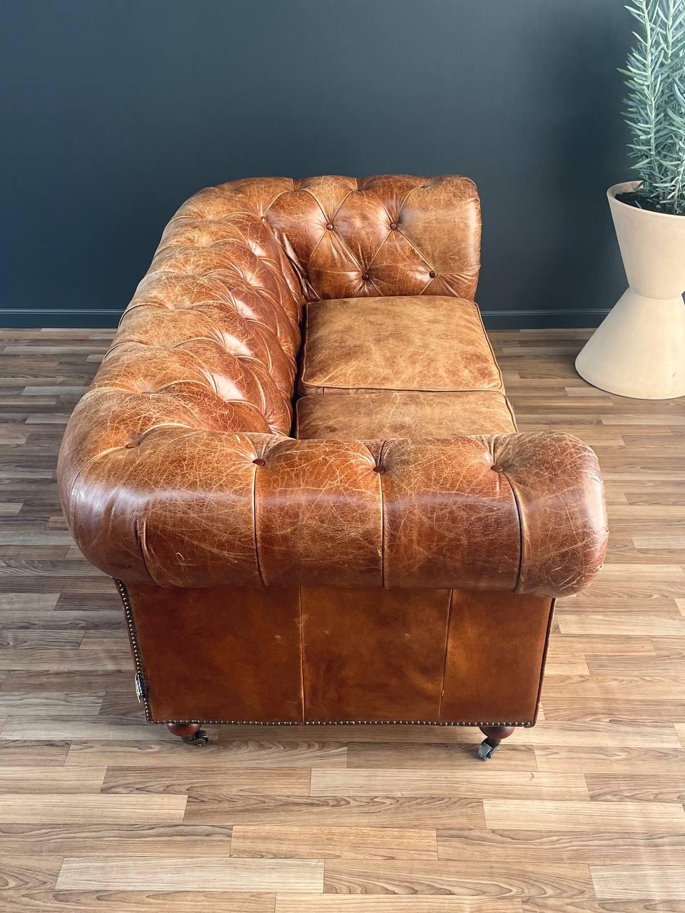 English Chesterfield Cognac Leather Sofa 1