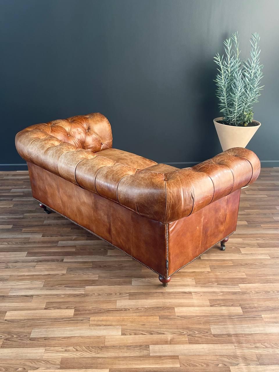 English Chesterfield Cognac Leather Sofa 2