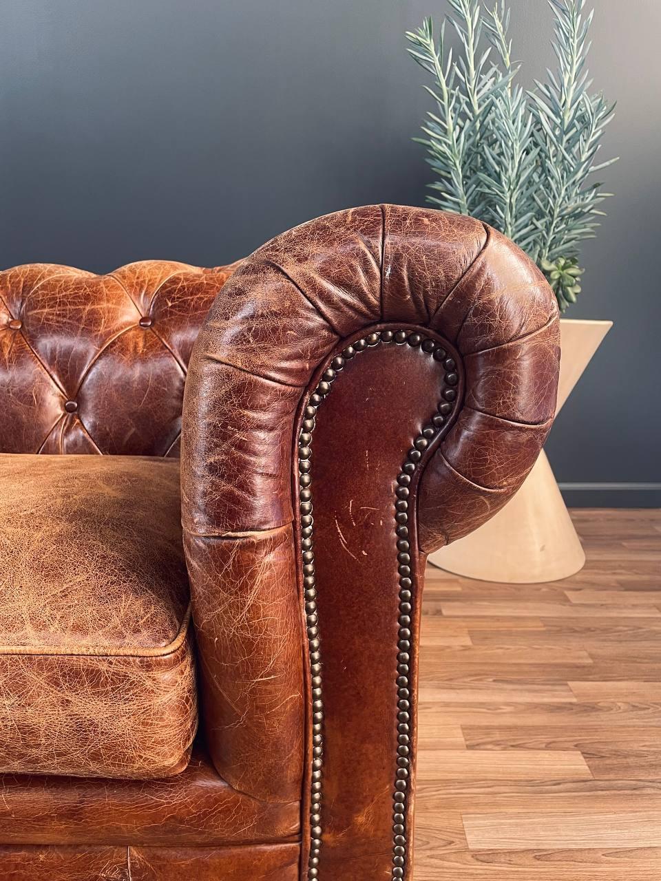 English Chesterfield Cognac Leather Sofa 4