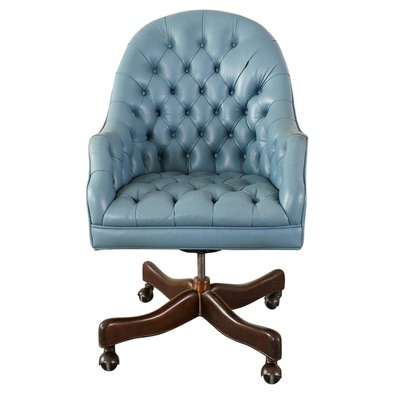 English Chesterfield Leather Barrel Back Executive Desk Chair at 1stDibs chesterfield desk