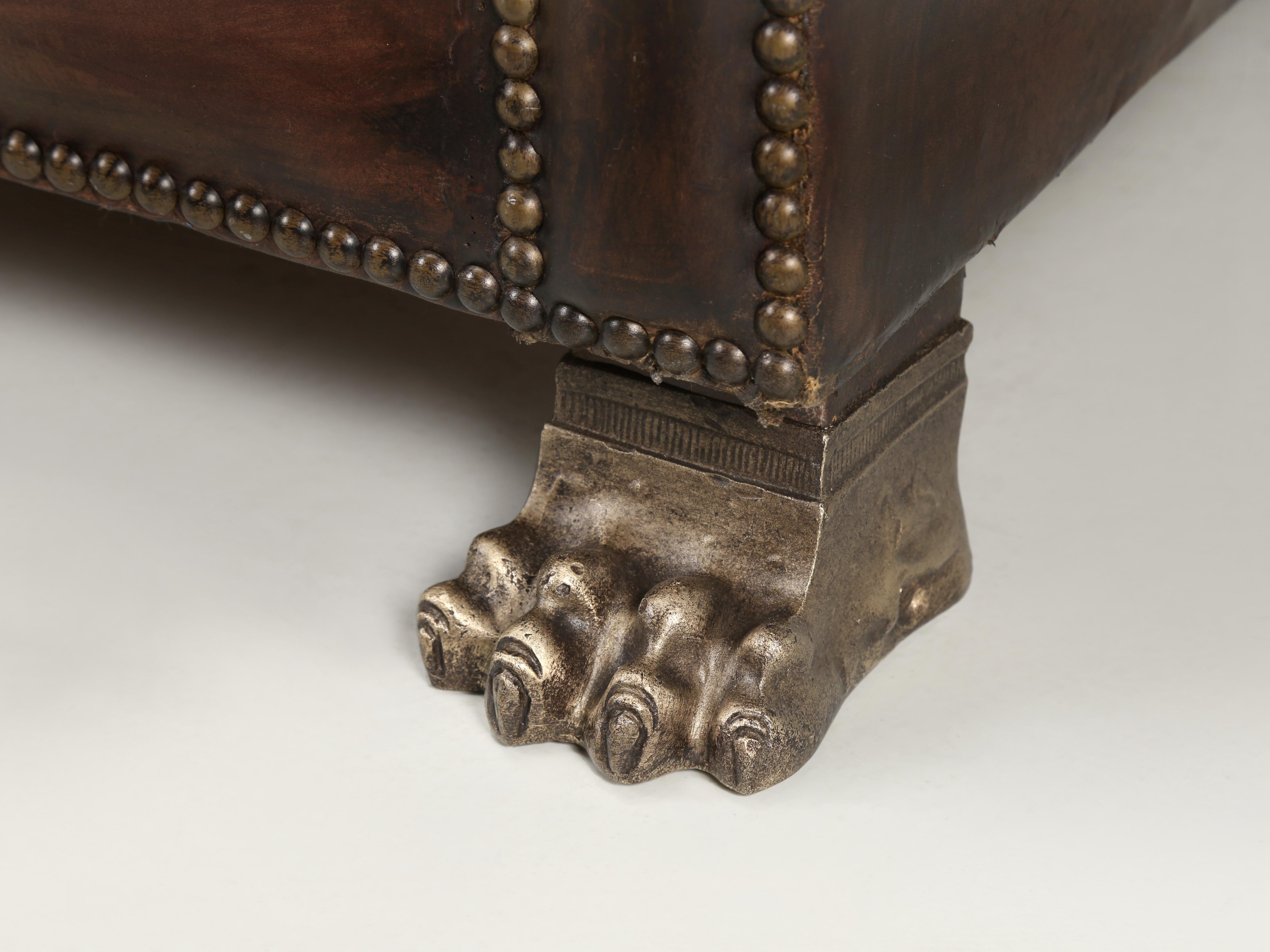 English Chesterfield Leather Sofa Lion Paw Feet Properly and Thoroughly Restored 9